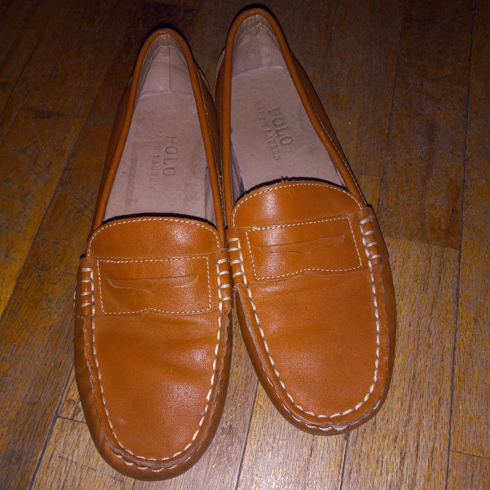 Polo by Ralph Lauren Boys Cognac Leather Penny Loafers